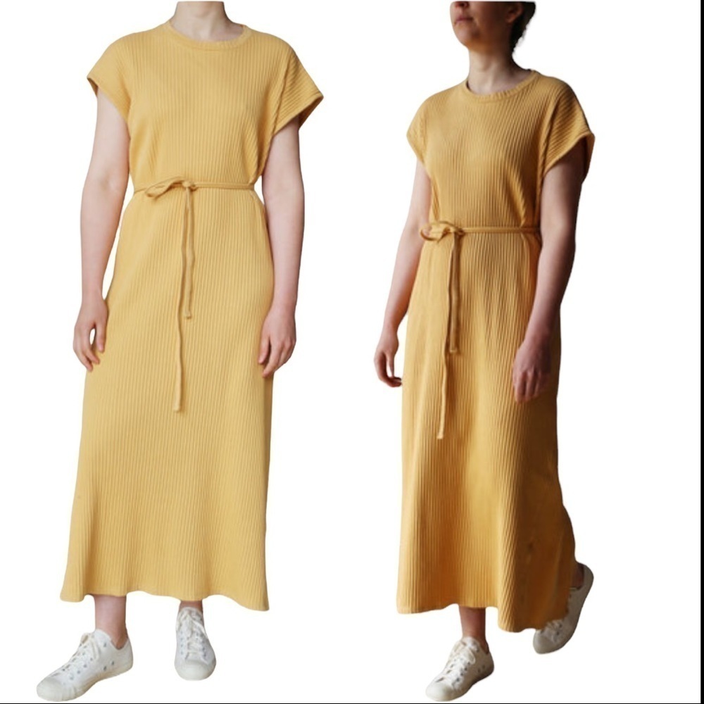 Baserange | Nwt Yellow Shaw Kaftan Sleeveless 100% Cotton Dress - Size Large — image 2 of 8